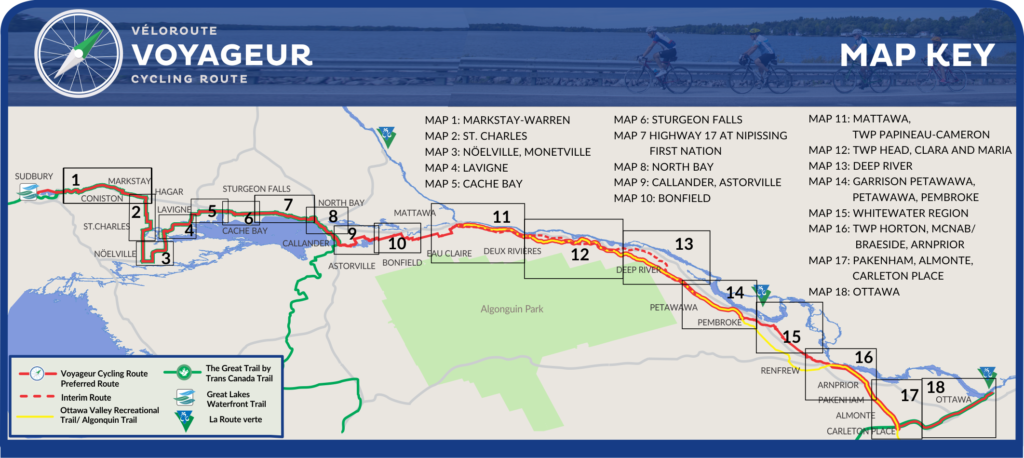 Voyageur Cycling Route Overview Map